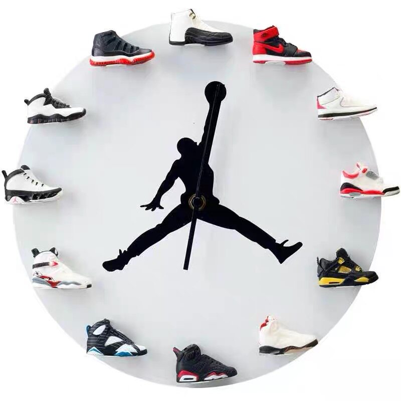 aj飞人钥匙扣球鞋模型创意定制diy黑白钟表挂钟时钟家居礼物现货