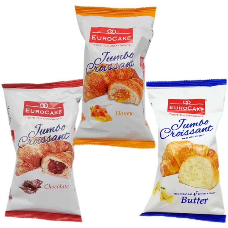 多芙黄油巧克力蜂蜜夹心牛角50g清真面包早餐膨化食品