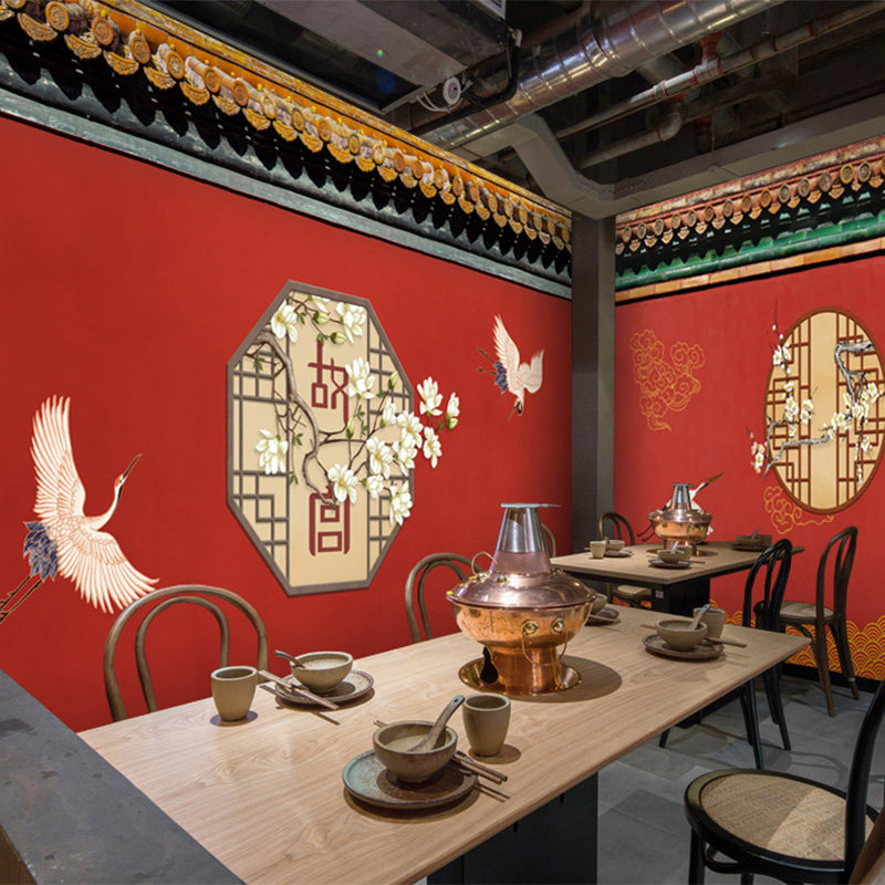 中式网红剧本墙纸背景墙背景打卡拍照文字壁纸软装墙贴