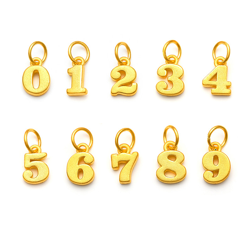 999足金幸运数字黄金吊坠女纯金手镯手链配件diy转运珠项链新款小