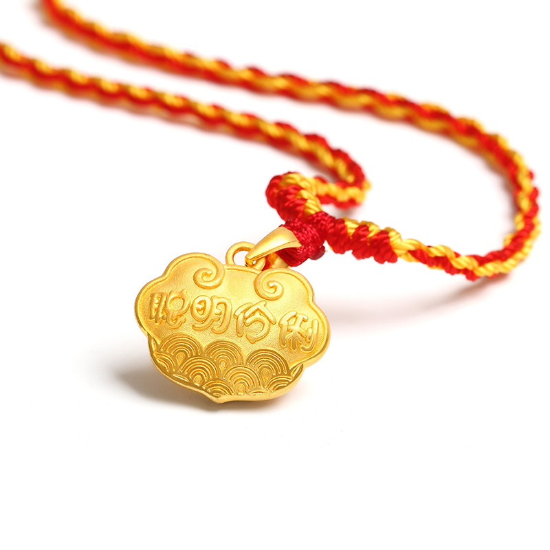 足金金宝宝长命黄金儿童吊坠24k纯金平安婴儿颈饰