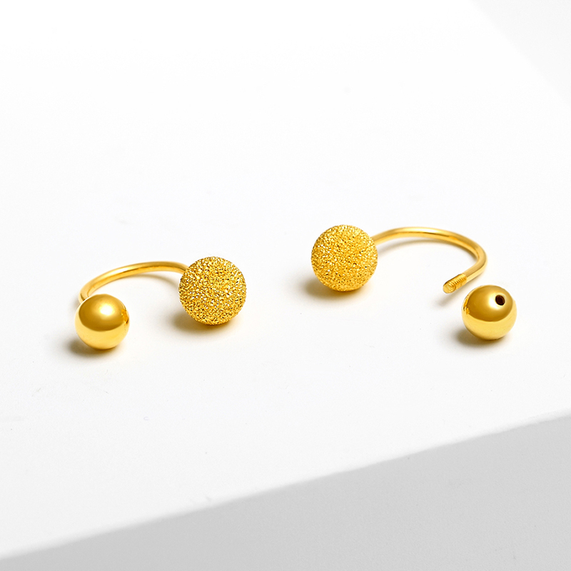 24k时尚弯钩款耳饰耳环豆豆足金小豆纯金耳钉耳饰