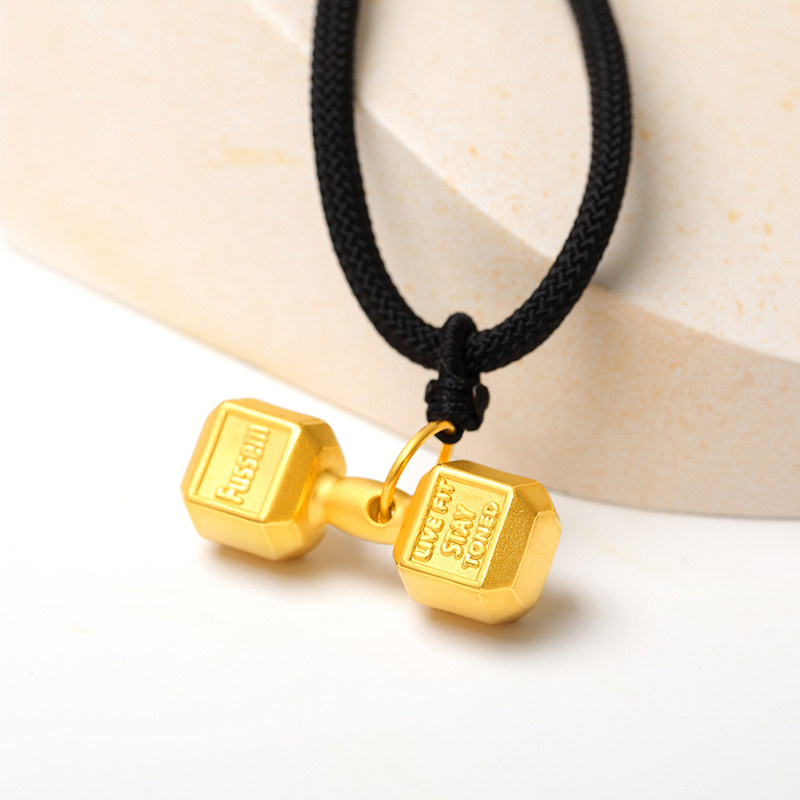 3d运动挂坠情侣饰品足金健身纯金硬金24k颈饰