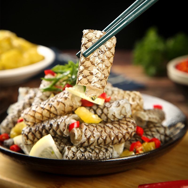 阿具泡椒香油香辣三种口味鱼皮卷180g酒店餐饮半成品即食鱼零食