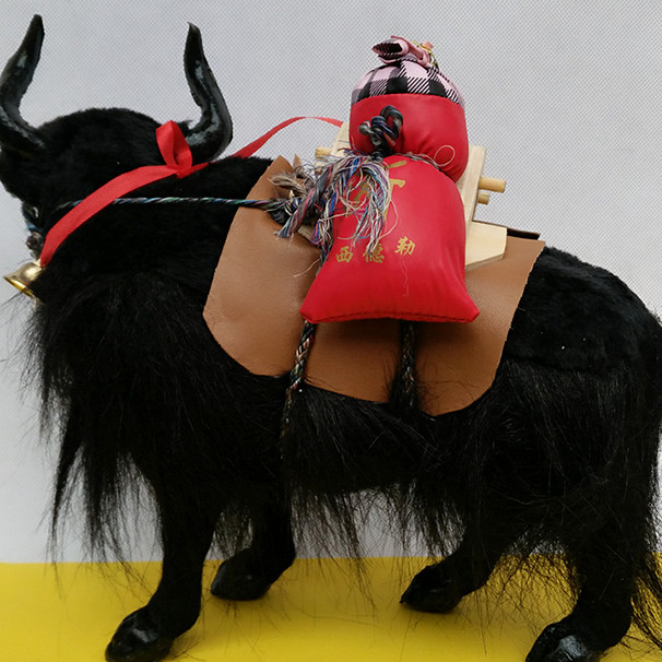 仿真牦牛模型黑色毛绒玩具吉祥动物公仔小牛道具摆件