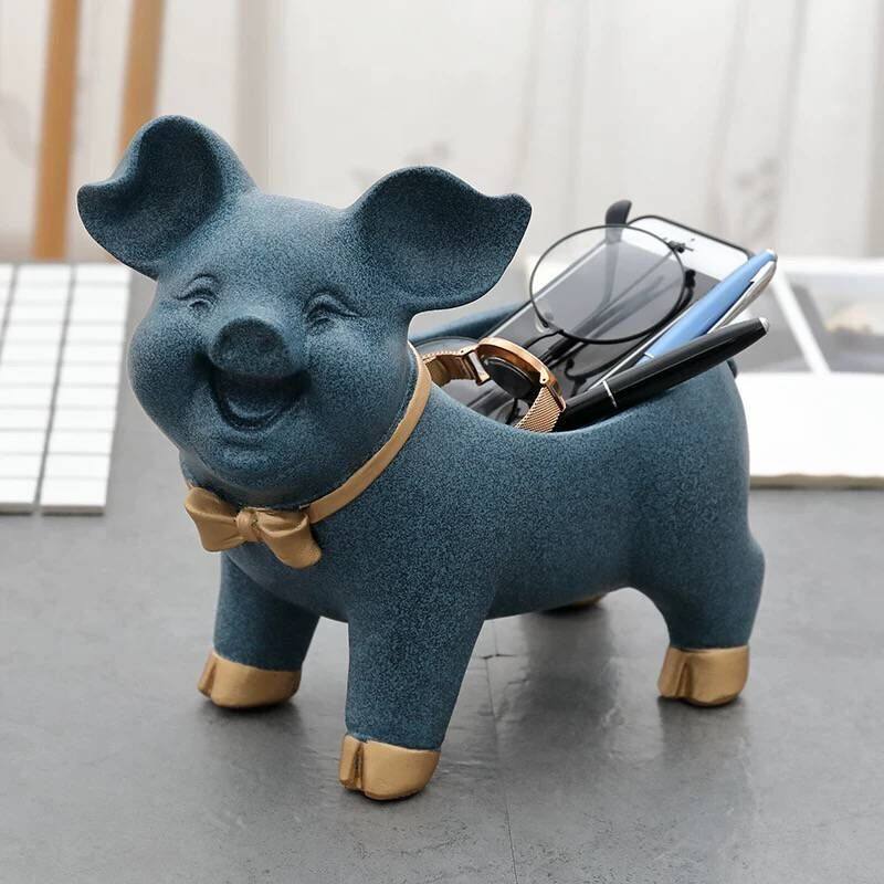 简约现代动物招财猪摆件创意北欧玄关门口放钥匙客厅茶几杂物收纳