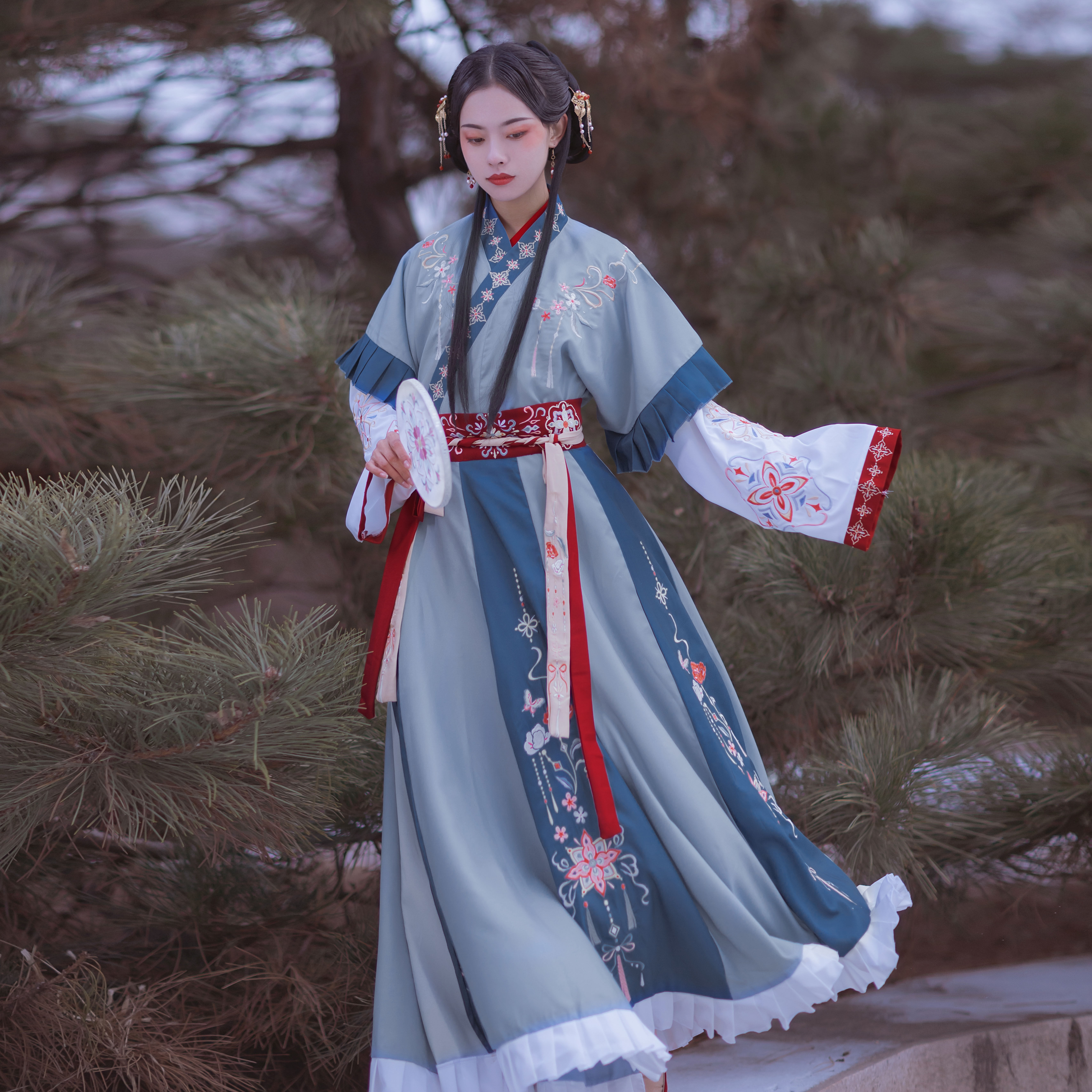 云若依《双笙》原创晋制交领汉服女齐腰春秋款刺绣12破裙4.5米摆