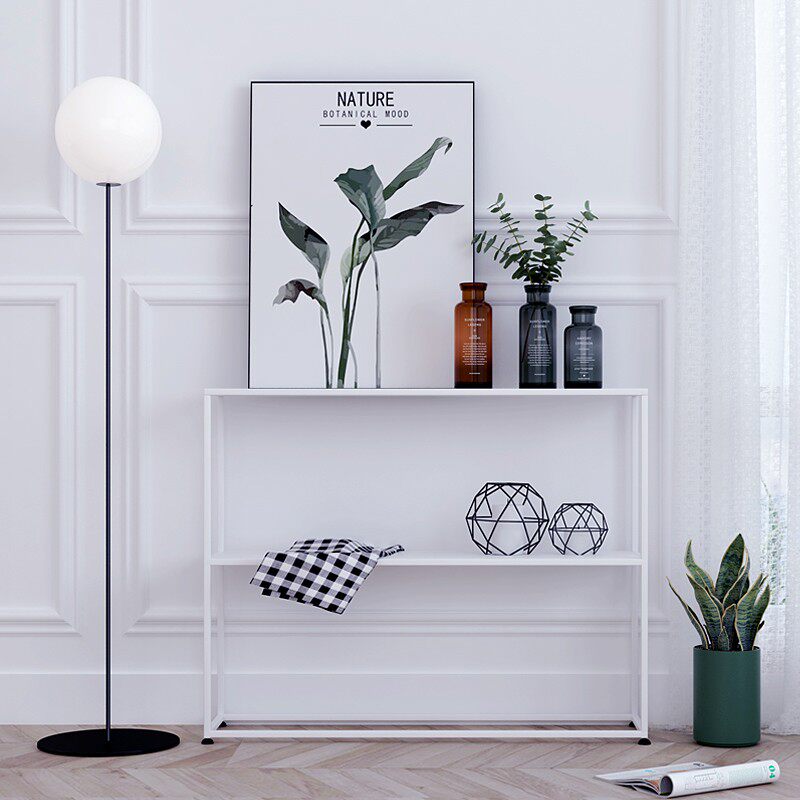 北欧铁艺置物架客厅现代简约沙发玄关架子落地极简整理架