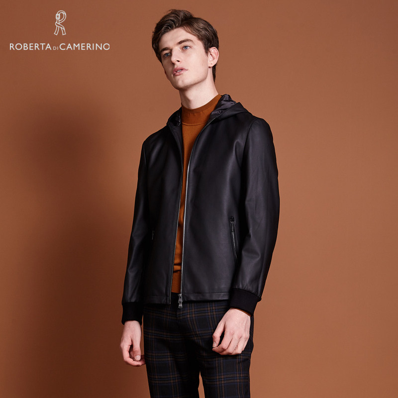 roberta诺贝达秋季男装皮衣外套皮夹克皮衣