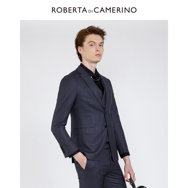 roberta诺贝达2022秋季新款男装商务绅士竖条暗纹西服