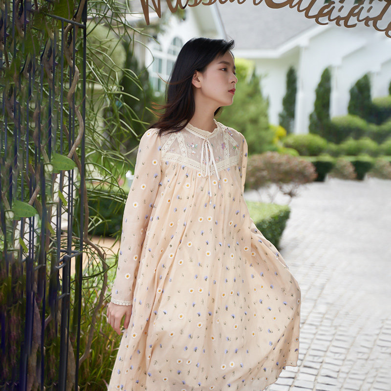 charfen朝峰2021新款时尚印花中长宽松连衣裙女cfa1b366398g