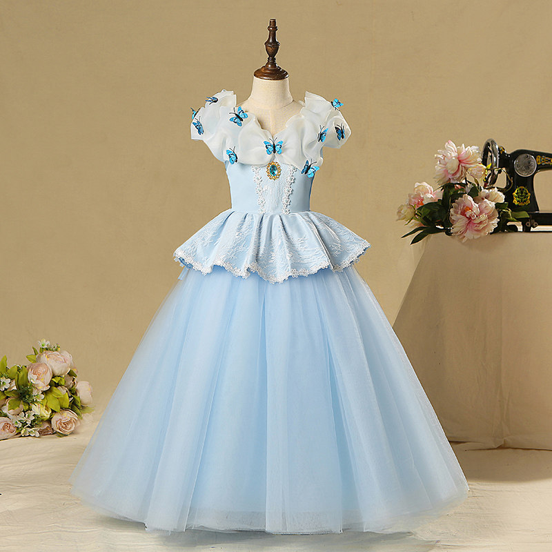 女童公主裙长袖秋装冰雪奇缘连衣裙子蓬蓬纱灰姑娘万圣节儿童服装