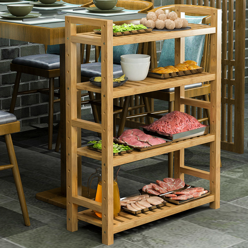 厨房置物架菜架火锅实木蔬菜架子摆菜放菜盘多层搁板