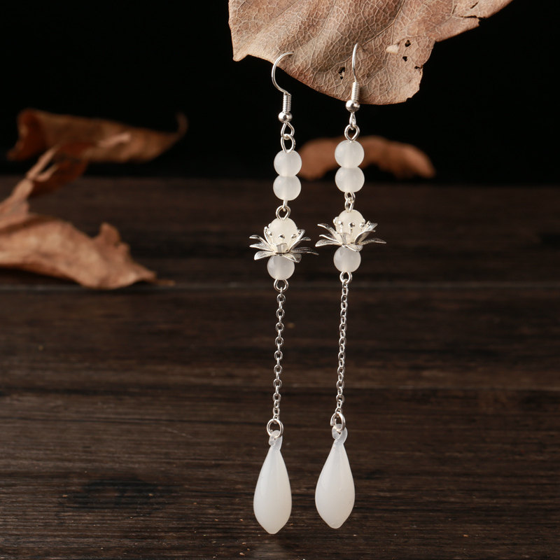 复古饰品古风莲花耳环无耳洞耳夹汉耳饰古装耳环