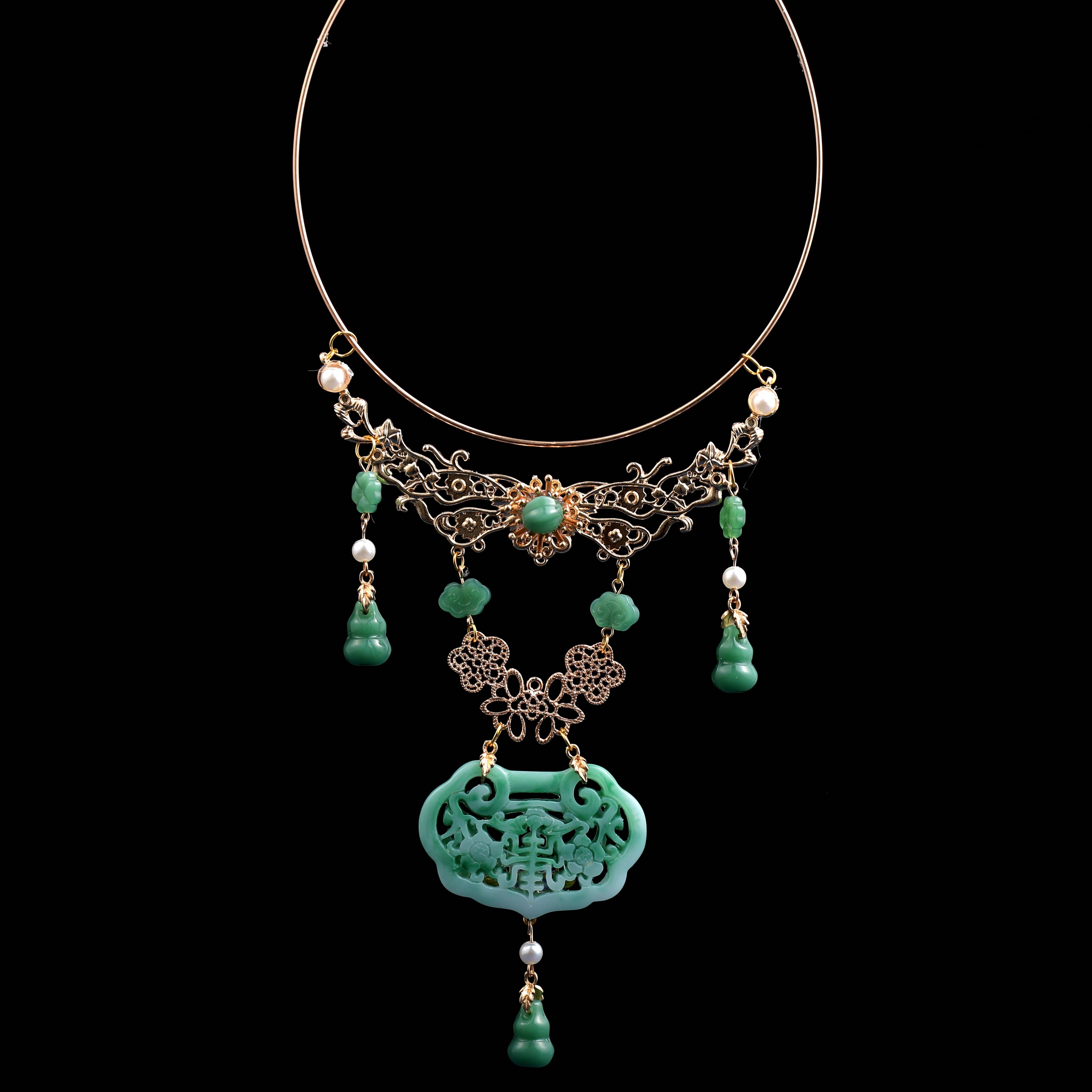 古风项链汉服配饰复古璎珞项圈明制原创旗袍项链