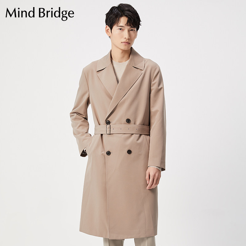 mindbridge百家好男士风衣宽松春季新款中长休闲风衣