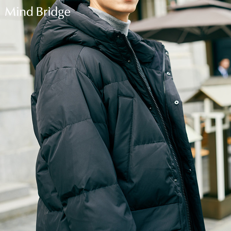mindbridge百家好男士羽绒服2019冬季新款加厚中长款外套mtdj8150