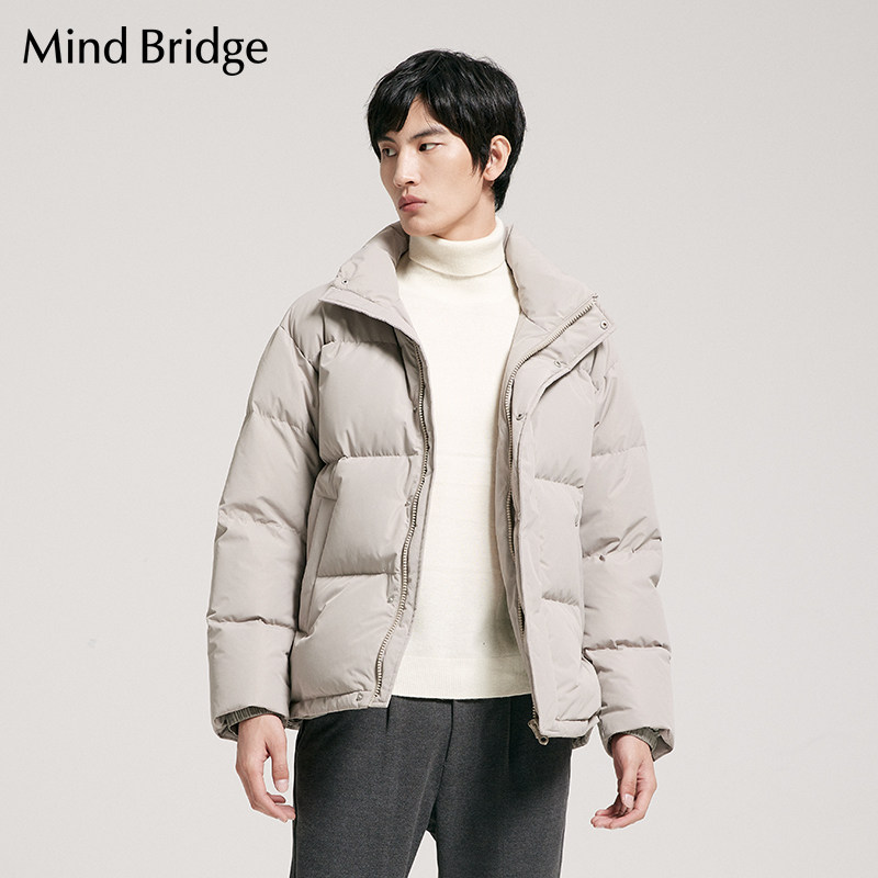 mindbridge百家好新款羽绒服2022冬季短款加厚灰鸭鸭绒羽绒服