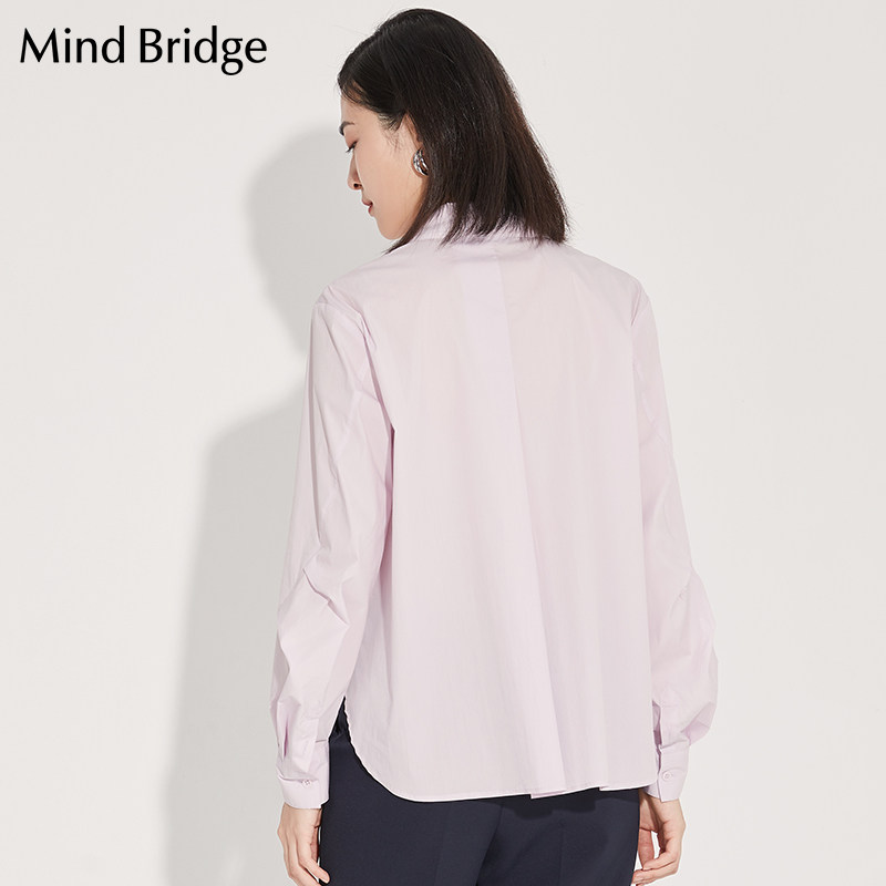 mindbridge百家好女士设计感小众衬衫春季新款纯棉上衣mvws325b