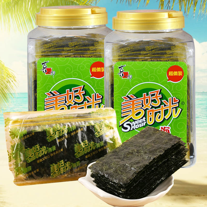 喜之郎美好时光海原味75g即食紫菜儿童零食大礼包海桶装海苔系列