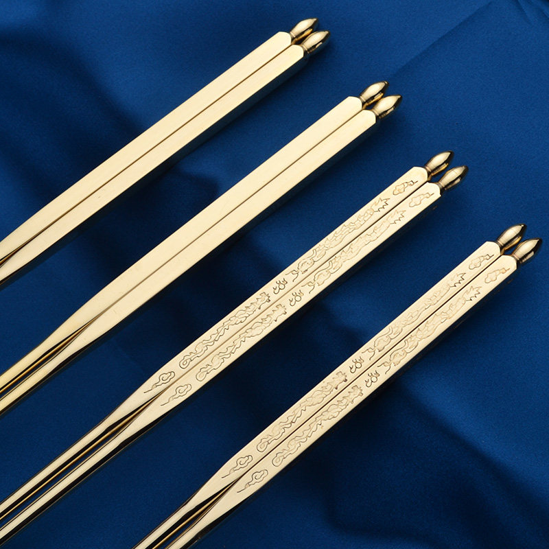 筷子金筷子婚庆防霉便携全铜黄筷子家用高档黄铜筷子