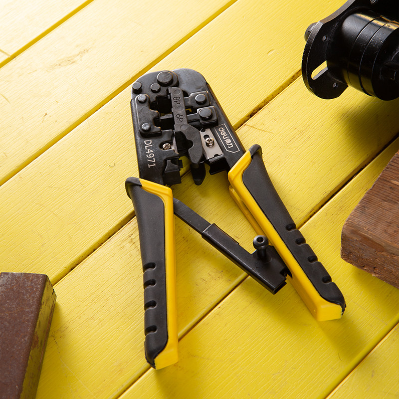 钳子网线8p夹线网络测试家用得力压线水晶压线钳