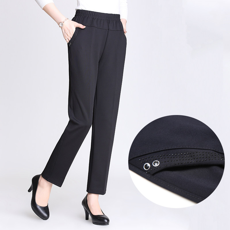 妈妈裤子春秋季厚款高腰宽松老人长裤女休闲婆婆裤大码中老年女裤