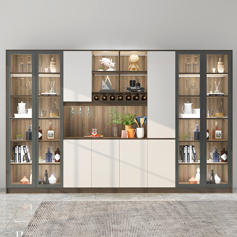 客厅轻奢led玻璃酒柜大容量储物柜现代简约餐厅餐边柜酒柜