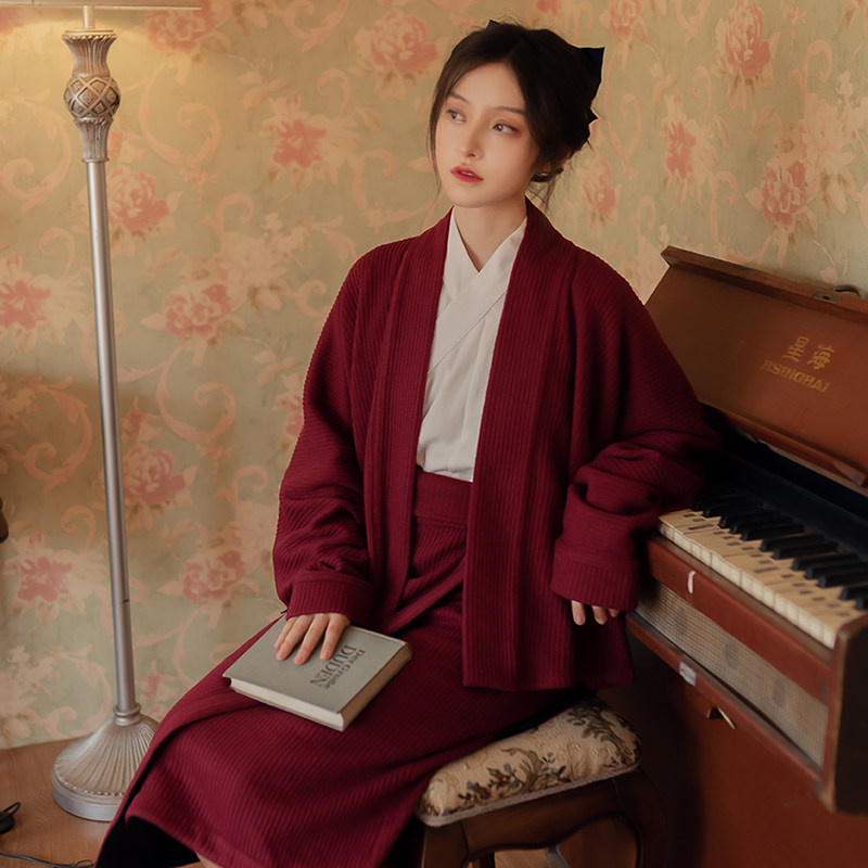 空梦临川四梦原创宋制汉飞机袖旋裙短针织保暖汉服