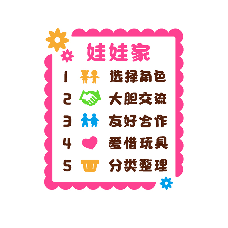 幼儿幼儿园园区角牌区域规则贴画活动区娃娃家班级墙贴