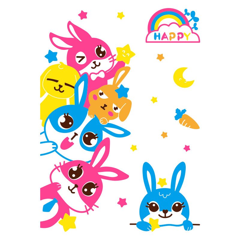 卡通动物贴画儿童幼儿园墙面装饰早教中心教室墙贴