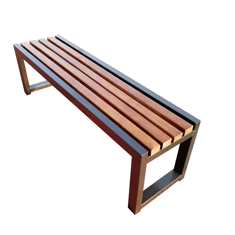 户外防腐木公园长椅休息更衣换鞋铁艺长条凳子商广场休闲实木排椅