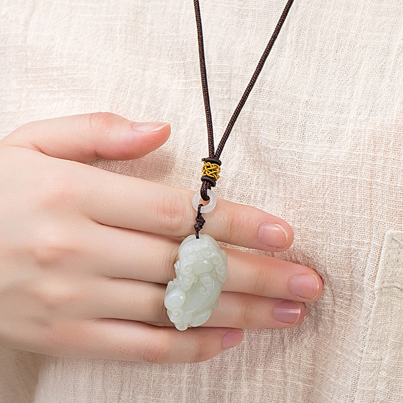 开光天然和田玉招财貔貅吊坠男女士款情侣项链辟邪转运守护神挂坠