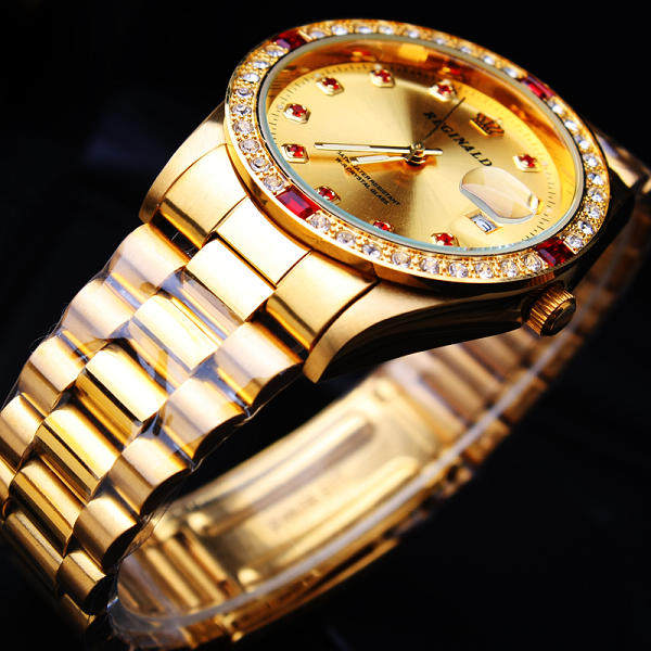 香港正品利吉奴手表石英全金单日历男士钢带手表礼品表177439