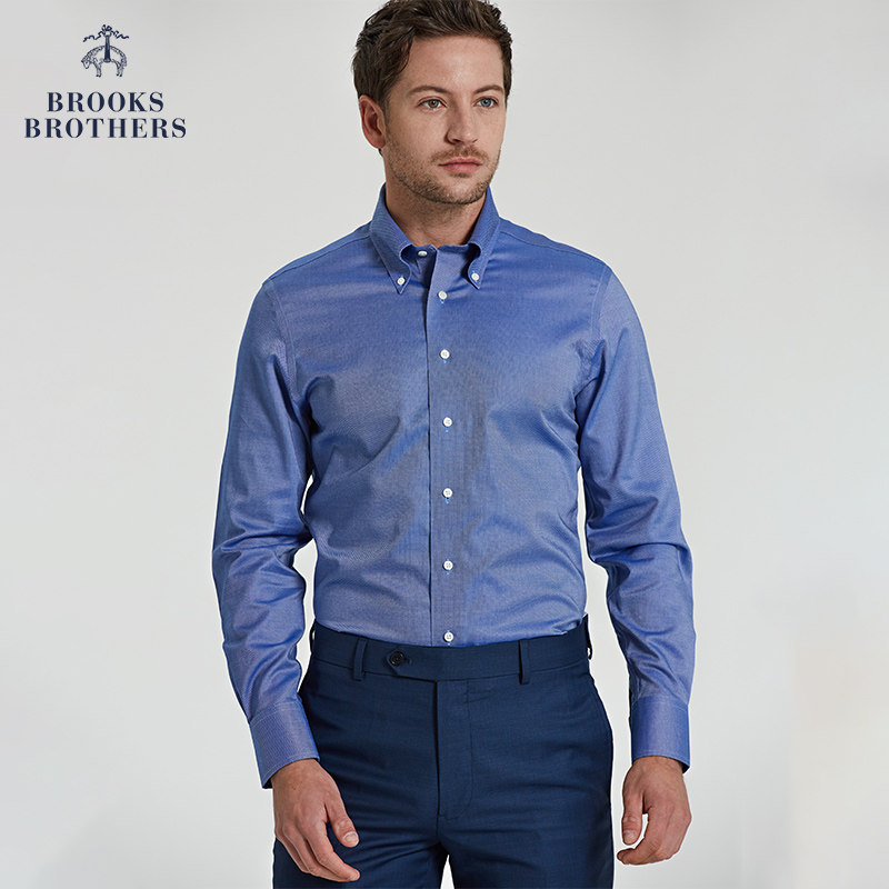 brooksbrothers布克兄弟男士春牛牛津纺扣结领长袖商务衬衫