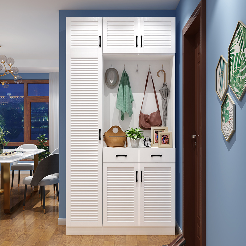 鞋柜门口带挂衣架一体简约现代大容量门厅柜储物衣帽柜子鞋橱家用