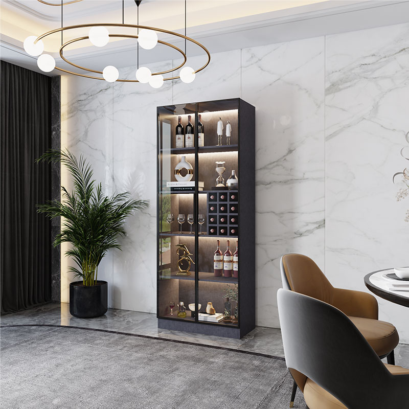 玻璃门酒柜轻奢高档客厅厨房家用现代简约展示柜餐边柜酒柜