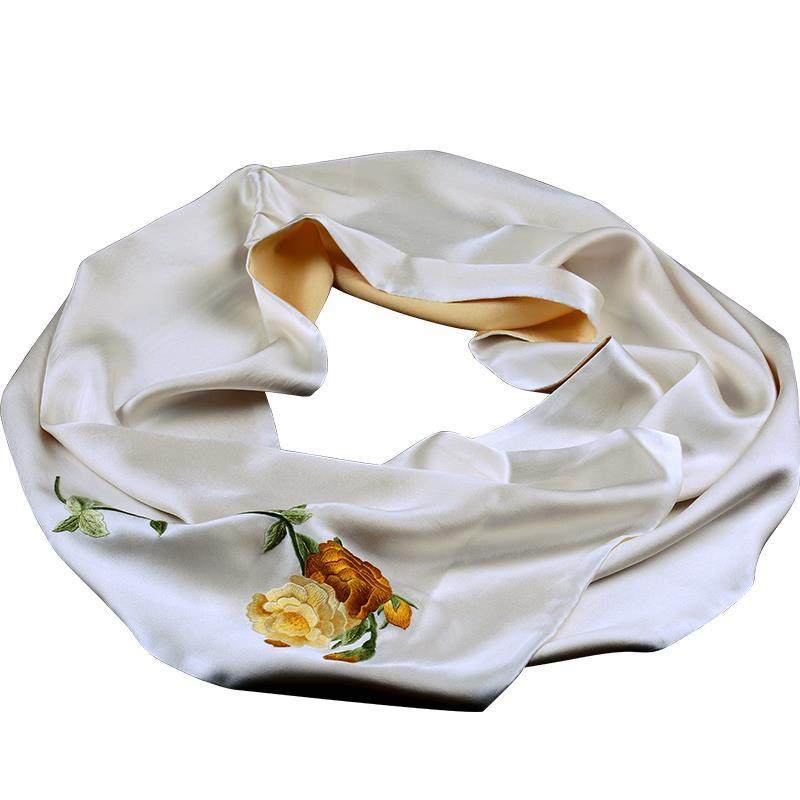 苏绣丝巾真丝手工绣线桑蚕蚕丝旗袍围巾披肩刺绣