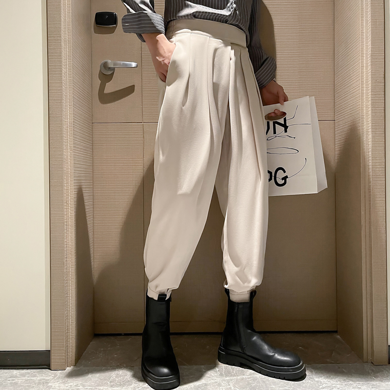 轻熟风男装高级感炸街西裤配马丁靴的裤子男ins潮夏季痞帅工装裤