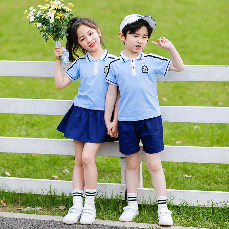幼儿园园夏装英伦风儿童班服毕业服装短袖新款小学生校服