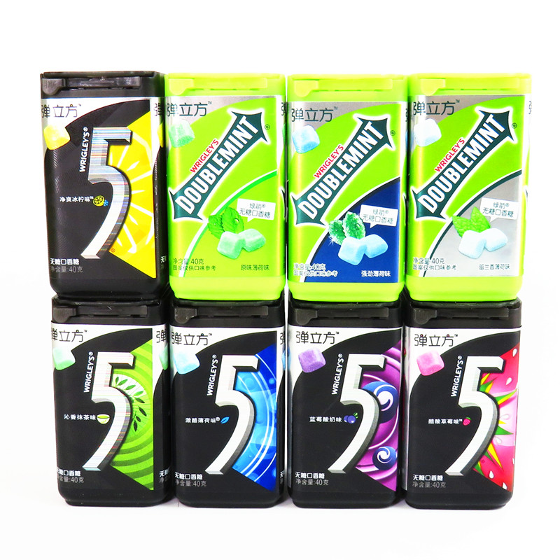 箭牌five幻5绿箭弹立方无糖口香糖40g*6瓶清新口气8种果味
