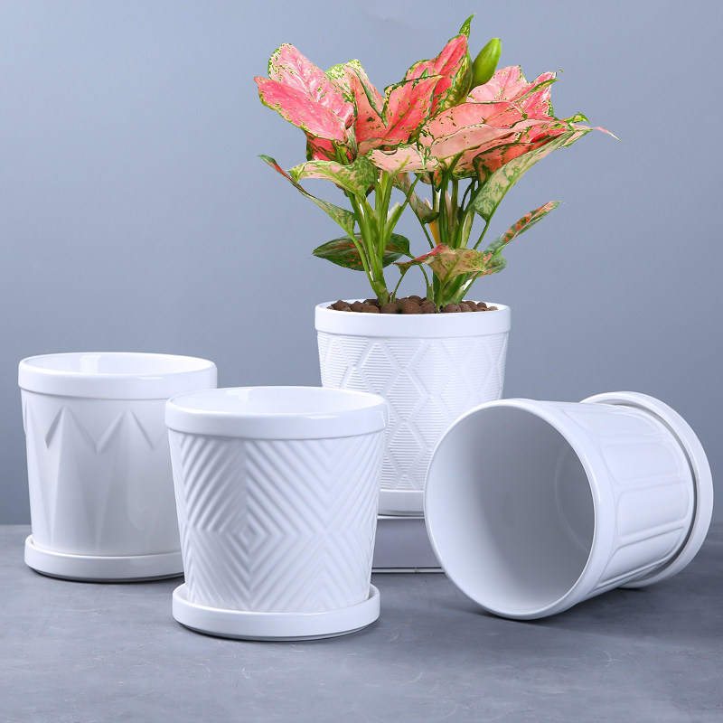 白色花盆陶瓷特价清仓大号中号简约家用绿萝花盆