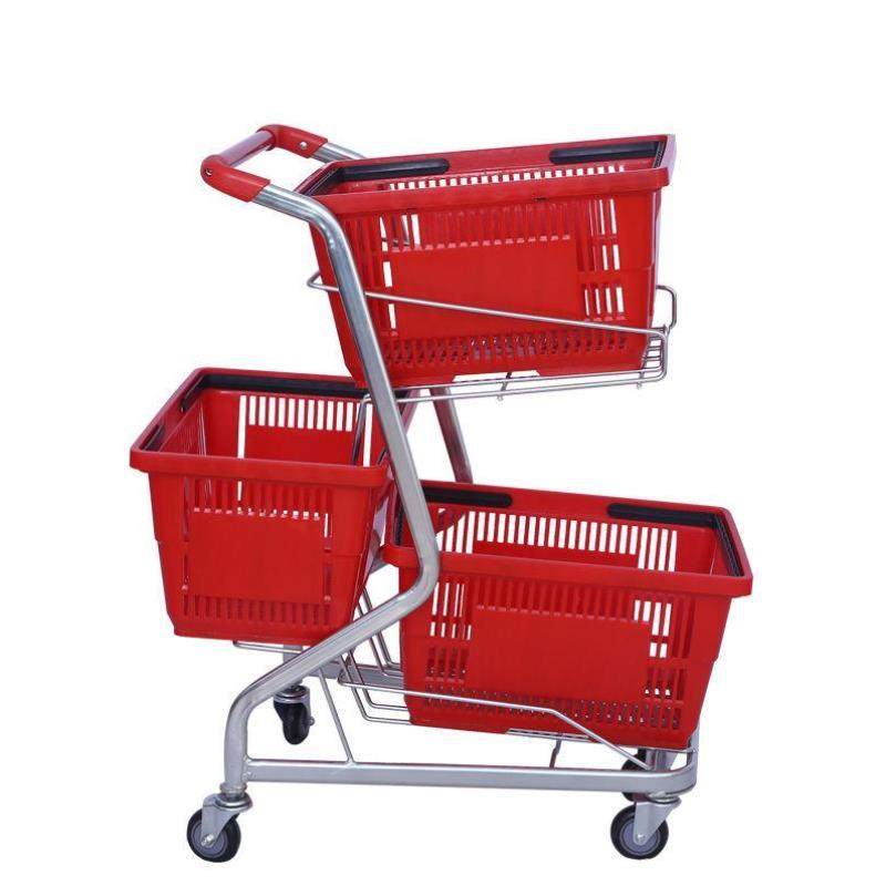 购物车日式商场买菜家用手推车双层理货ktv超市购物车