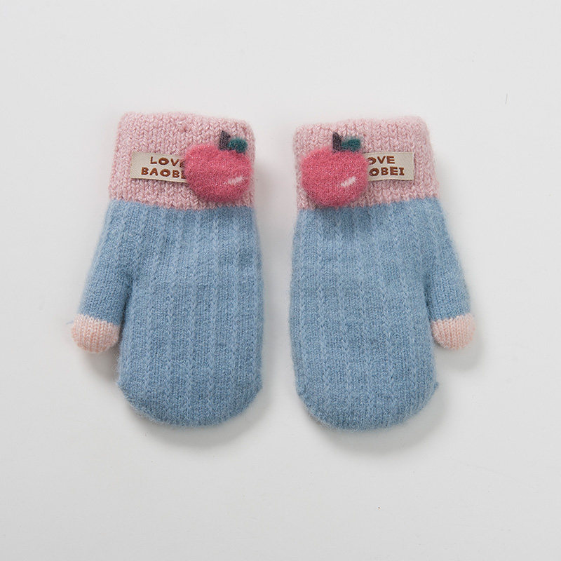 手套可爱爱宝宝女孩冬天天加绒连指冬季女童针织手套