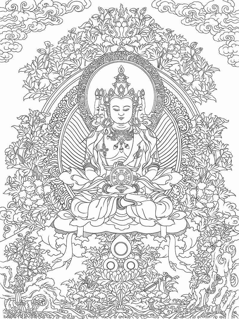 手绘diy唐卡大日如来本命属猴佛像描金涂色diy