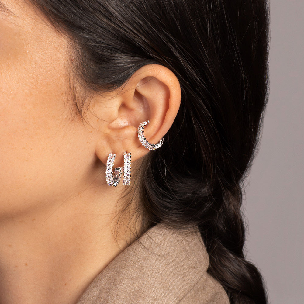 apmmonaco单只气质耳骨简约耳夹银白色无耳耳环耳夹