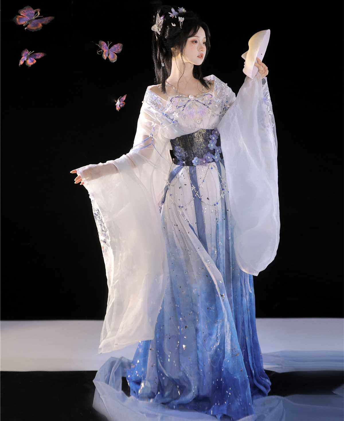 甄姬魏晋南北朝大袖襦女 重工刺绣改良汉服 烫银印花齐腰裙 现货