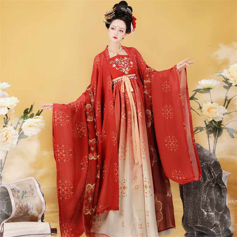 复原款诃子裙汉服女原创2021新款春夏季唐制大袖衫中国风超仙古装