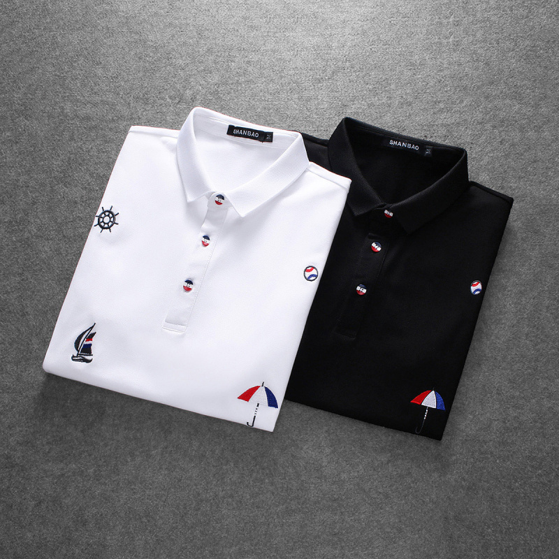 欧洲站潮牌短袖Polo衫男士纯棉修身商务半袖大码翻领刺绣T恤夏装