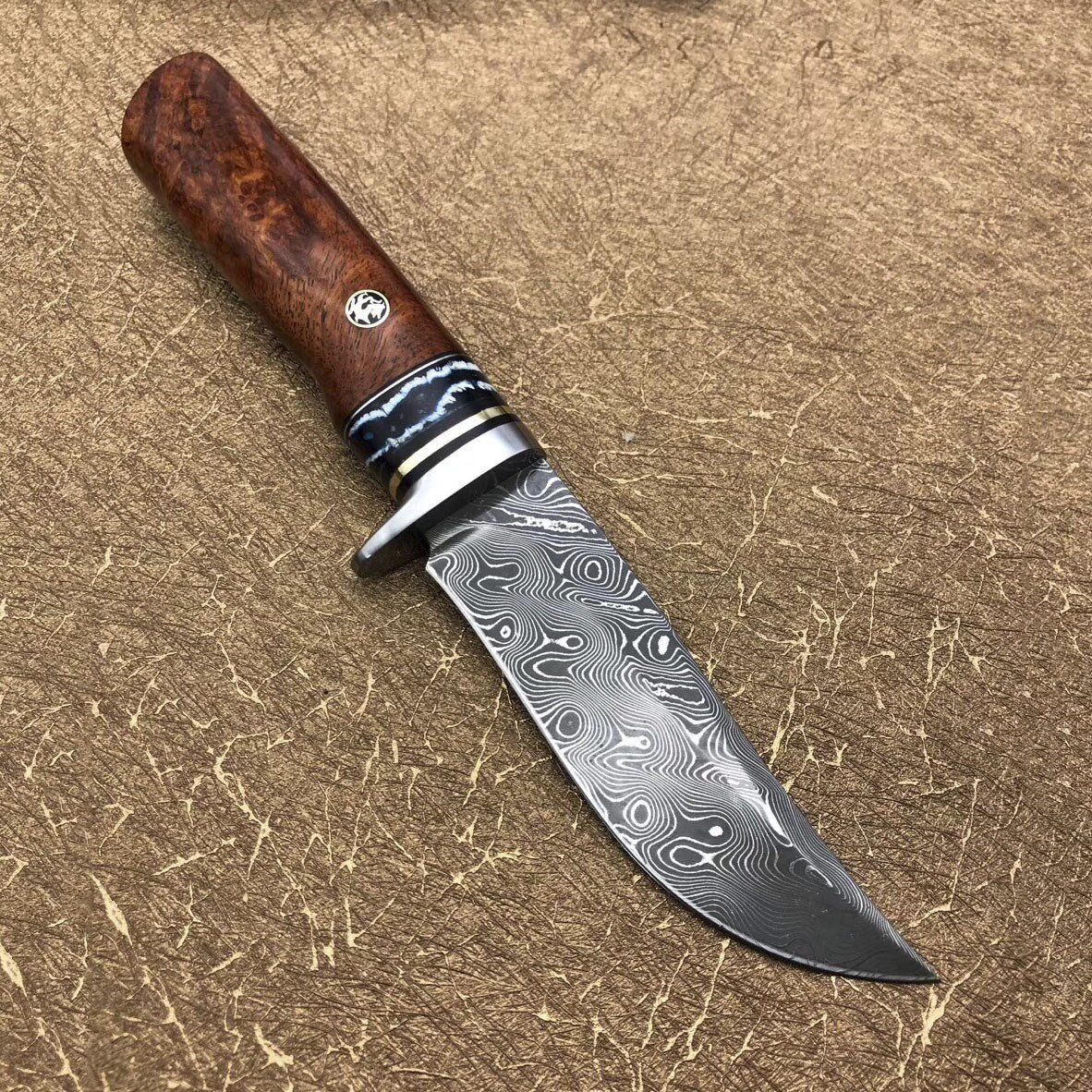 钢刀荒野求生防身户外小直刀高硬度硬度锻打大马士革进口其他户外刀具